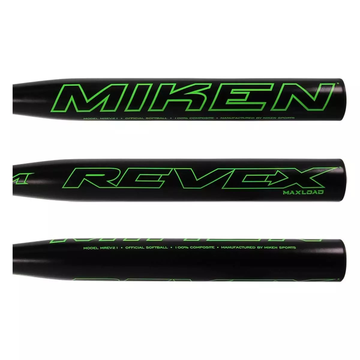 Miken Rev-Ex 14" Maxload USA Slow Pitch Softball Bat: MREV21 Black, Green 4 Miken Rev-Ex 14" Maxload USA Slow Pitch Softball Bat: MREV21 Black, Green - Image 2