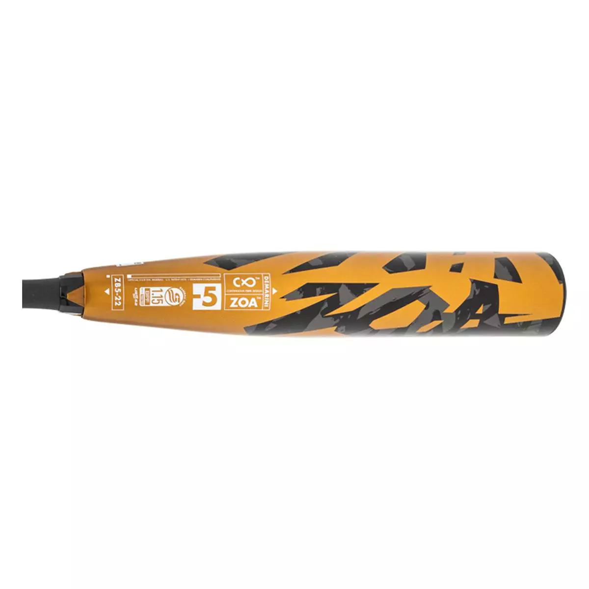2022 DeMarini Zoa -5 USSSA Baseball Bat: WTDXZB522 Black, Gold, Grey 5 2022 DeMarini Zoa -5 USSSA Baseball Bat: WTDXZB522 Black, Gold, Grey - Image 3