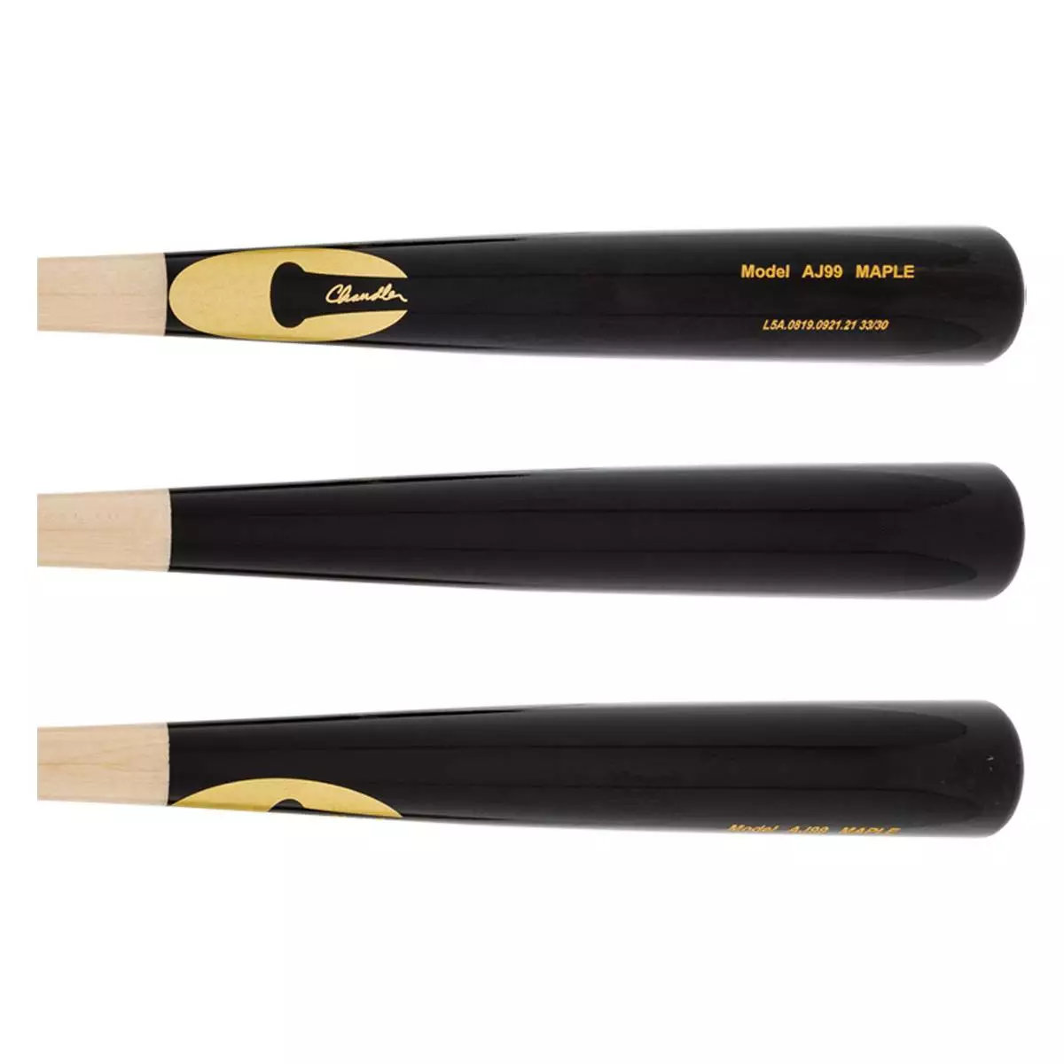 Chandler Pro Aaron Judge Maple Wood Baseball Bat: AJ99 Black, Gold, Natural 4 Chandler Pro Aaron Judge Maple Wood Baseball Bat: AJ99 Black, Gold, Natural - Image 2