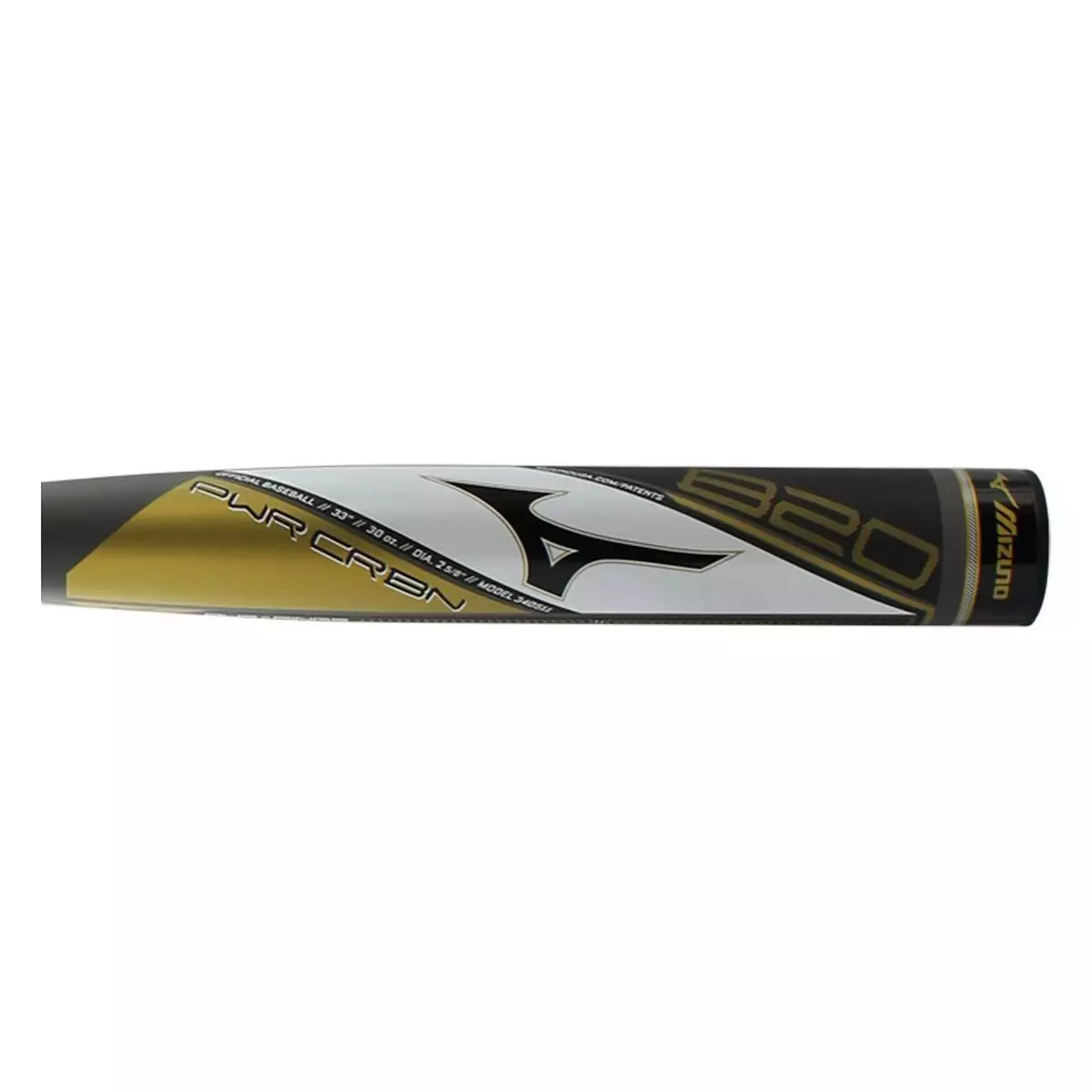 Mizuno Power Carbon BBCOR Baseball Bat: BB20PC Black, White, Gold 5 Mizuno Power Carbon BBCOR Baseball Bat: BB20PC Black, White, Gold - Image 3