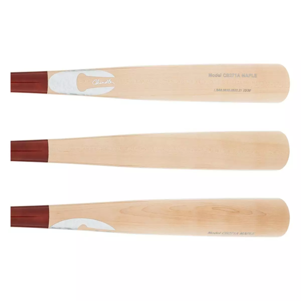 Chandler Pro C271 Maple Wood Baseball Bat: CB271A Natural, Red, White 4 Chandler Pro C271 Maple Wood Baseball Bat: CB271A Natural, Red, White - Image 2