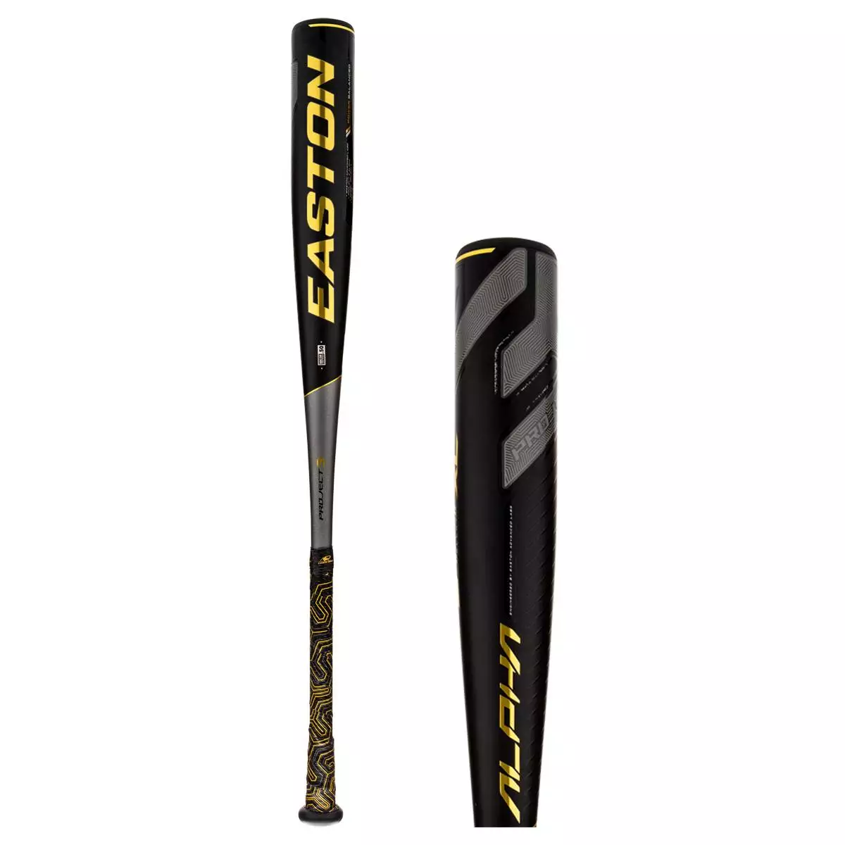 Easton Project 3 Alpha XL BBCOR Baseball Bat: BB19ALX Black, Gold, Grey 4 Easton Project 3 Alpha XL BBCOR Baseball Bat: BB19ALX Black, Gold, Grey - Image 2