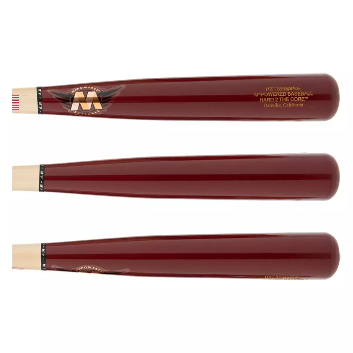 M^Powered H2TC™ Pro Maple Wood Baseball Bat: H2TCI13 Maroon, Natural 4 M^Powered H2TC™ Pro Maple Wood Baseball Bat: H2TCI13 Maroon, Natural - Image 2