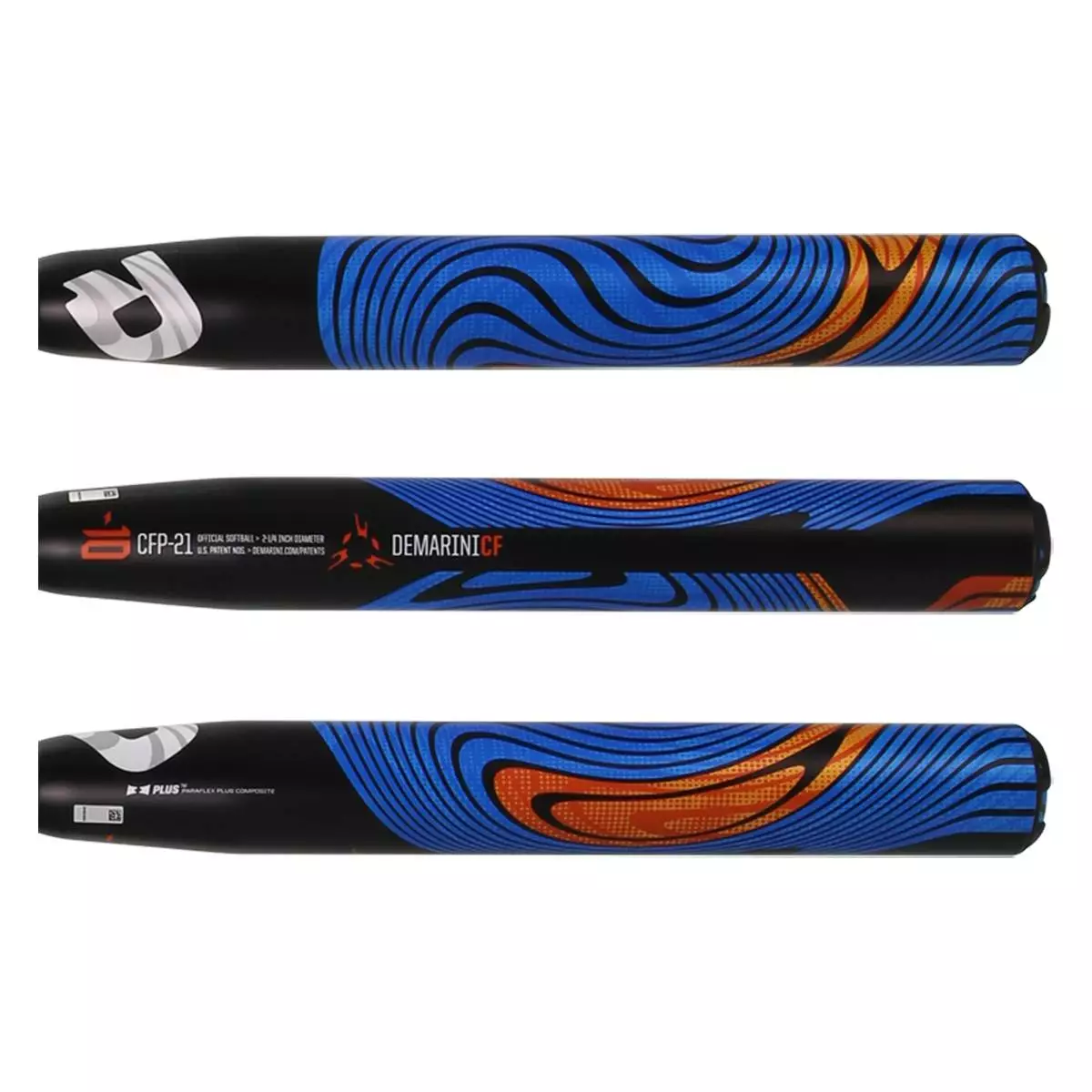 DeMarini CF -10 Fastpitch Softball Bat: WTDXCFP21 Black, Blue, Orange 4 DeMarini CF -10 Fastpitch Softball Bat: WTDXCFP21 Black, Blue, Orange - Image 2