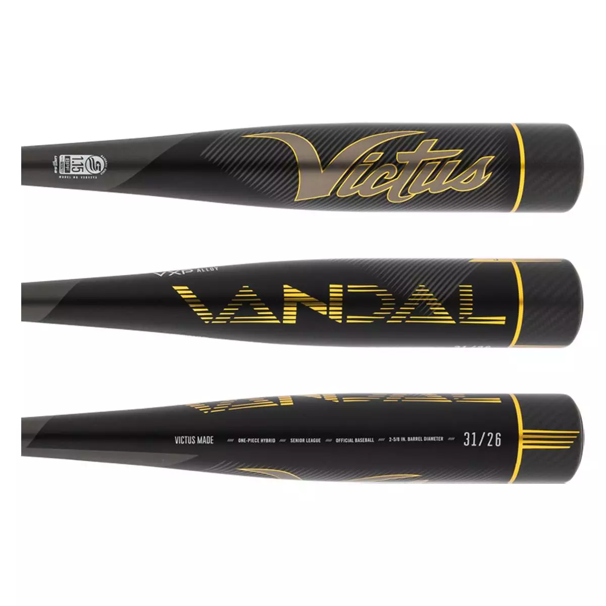Victus Vandal Gold -5 USSSA Baseball Bat: VSBV2Y5 Black, Gold 4 Victus Vandal Gold -5 USSSA Baseball Bat: VSBV2Y5 Black, Gold - Image 2