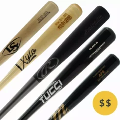 JustBats Pick Your Pack - Youth Wood 2-Pack - Gold Brown, Black, Natural, Maroon, Grey, Silver, White, Gold