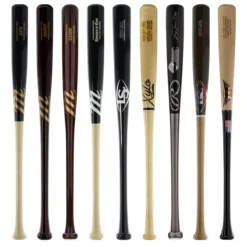 JustBats Pick Your Pack - Youth Wood 3-Pack - Gold Natural, Black, Maroon, Grey, Silver, White, Brown, Gold