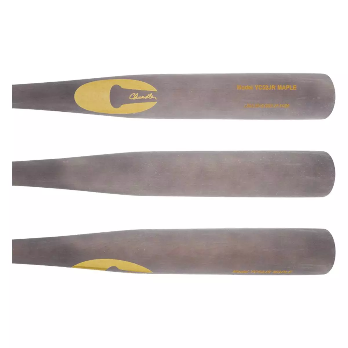 Chandler Pro YC52 Youth Maple Wood Baseball Bat: YC52JR Grey, Gold 4 Chandler Pro YC52 Youth Maple Wood Baseball Bat: YC52JR Grey, Gold - Image 2