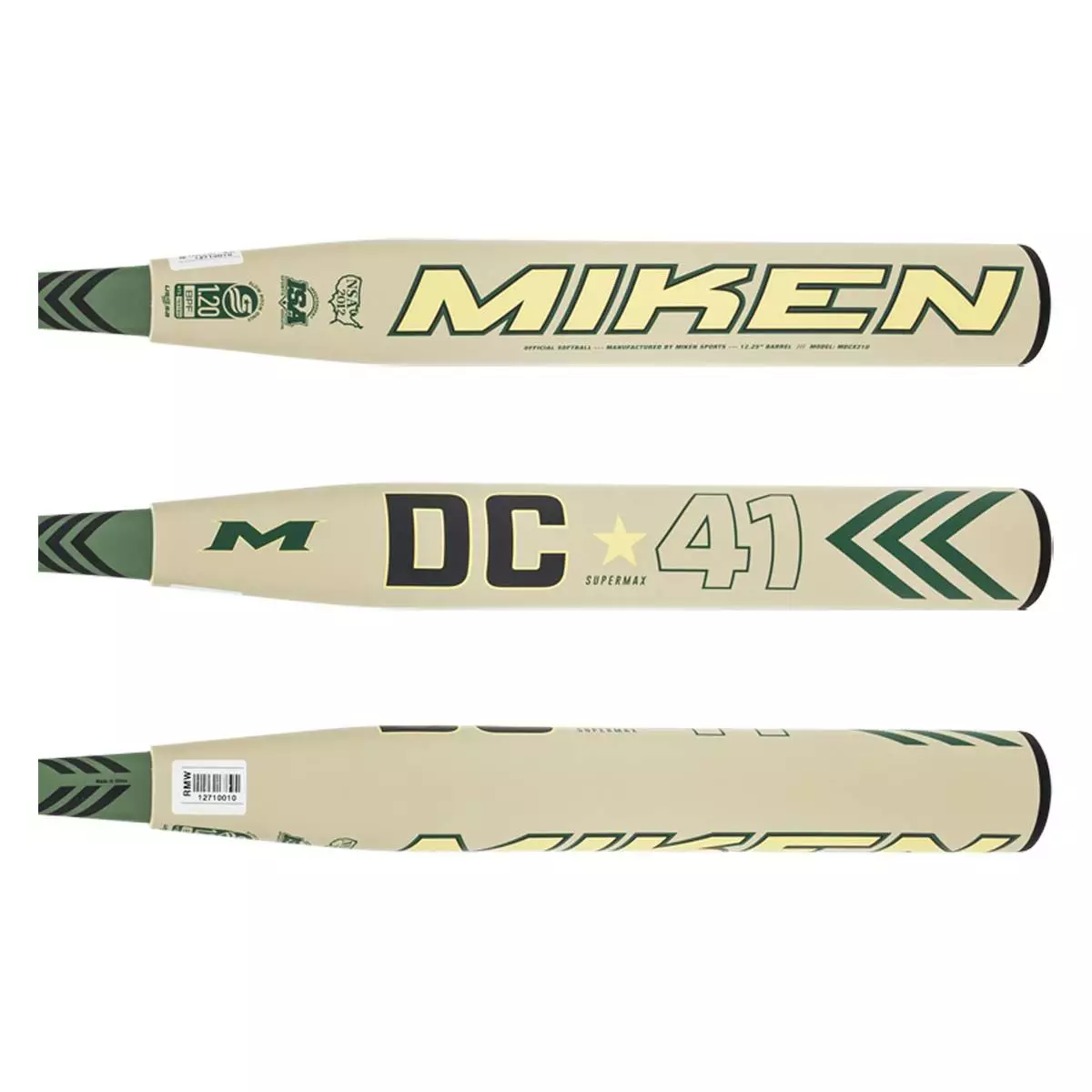 Miken DC-41 12.25" SuperMax USSSA 240 Slow Pitch Softball Bat: MDCX21U Black, Gold, Green 4 Miken DC-41 12.25" SuperMax USSSA 240 Slow Pitch Softball Bat: MDCX21U Black, Gold, Green - Image 2