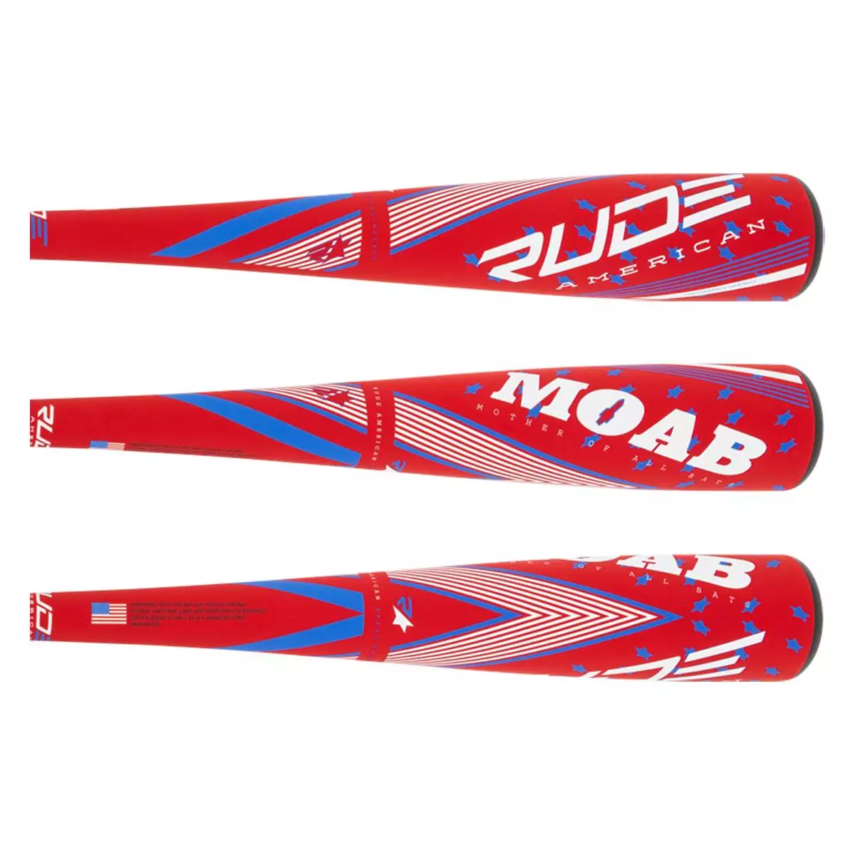 Rude American USA 2022 Rude American MOAB Speed -10 USA Baseball Bat: YBMOAB10S Blue, Red, White 4 Rude American USA 2022 Rude American MOAB Speed -10 USA Baseball Bat: YBMOAB10S Blue, Red, White - Image 2