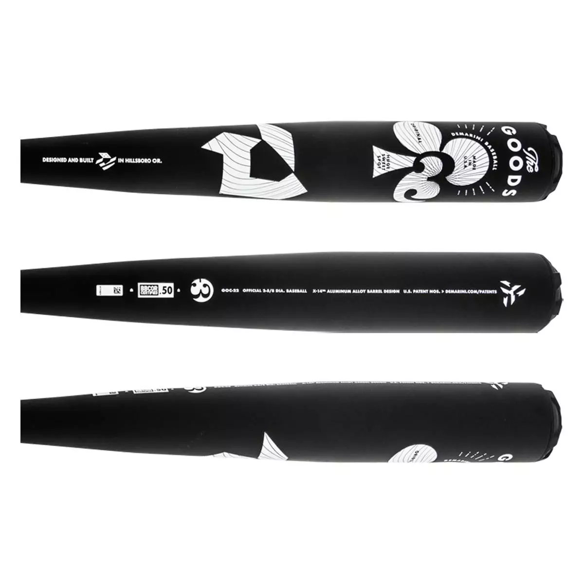 2022 DeMarini The Goods ONE BBCOR Baseball Bat: WTDXGOC22 Black, Grey, White 4 2022 DeMarini The Goods ONE BBCOR Baseball Bat: WTDXGOC22 Black, Grey, White - Image 2