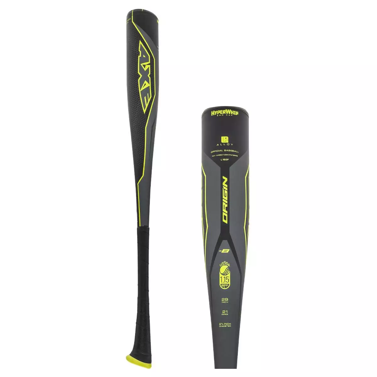 Axe Origin -8 USSSA Baseball Bat: L162F Black, Yellow 8 Axe Origin -8 USSSA Baseball Bat: L162F Black, Yellow - Image 6