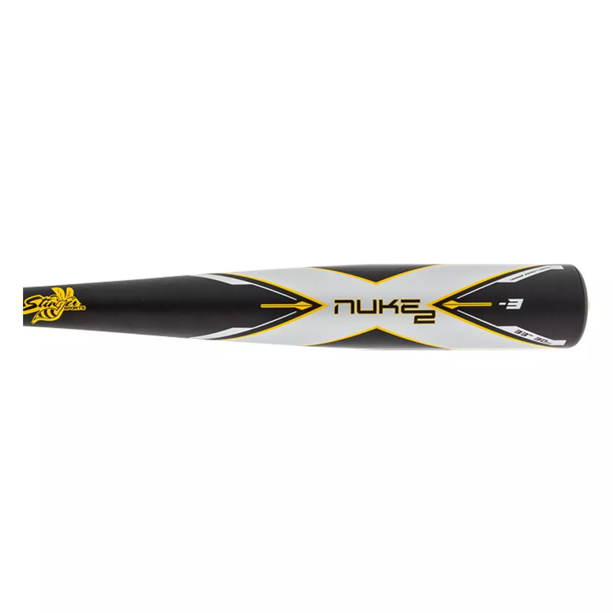 Stinger Bat Co 2022 Stinger NUKE 2 BBCOR Baseball Bat: BBNUKE23 Black, Silver, Yellow 5 Stinger Bat Co 2022 Stinger NUKE 2 BBCOR Baseball Bat: BBNUKE23 Black, Silver, Yellow - Image 3