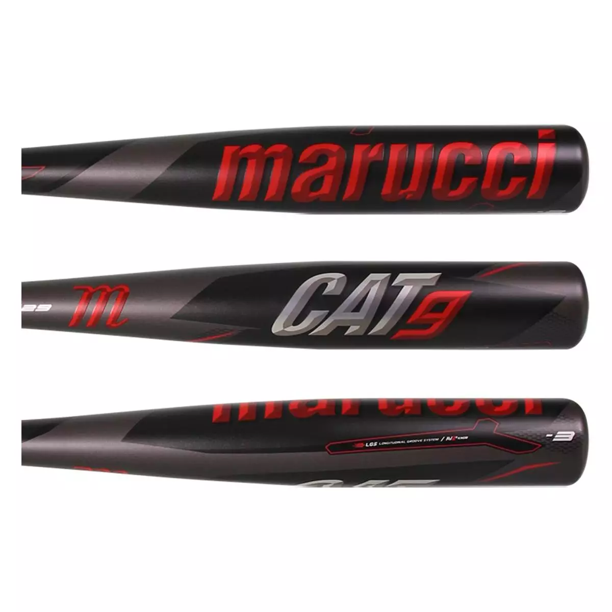 Marucci CAT9 BBCOR Baseball Bat: MCBC9 Black, Grey, Red 4 Marucci CAT9 BBCOR Baseball Bat: MCBC9 Black, Grey, Red - Image 2