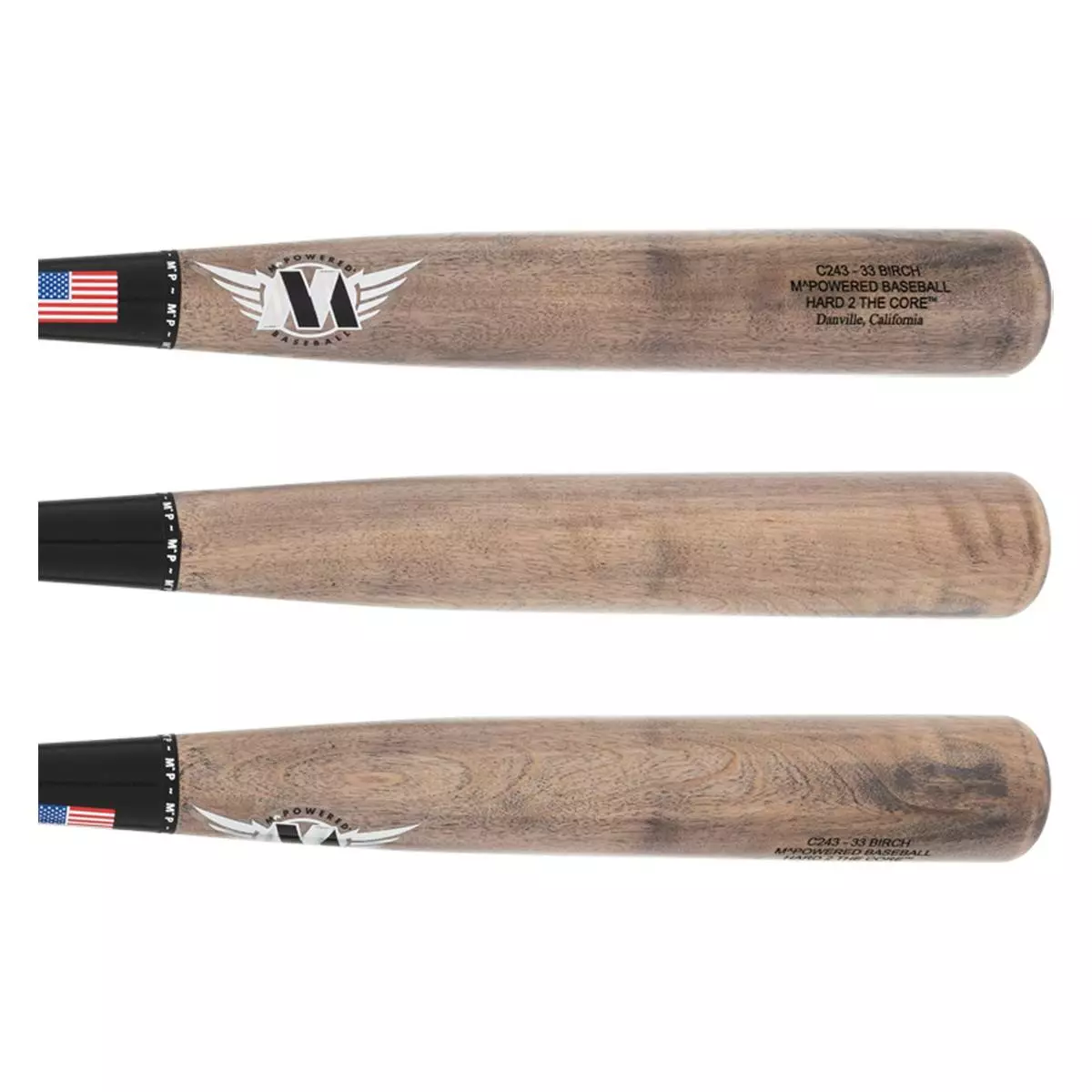 M^Powered H2TC™ Pro Birch Wood Baseball Bat: H2TC243B Black, Grey 4 M^Powered H2TC™ Pro Birch Wood Baseball Bat: H2TC243B Black, Grey - Image 2