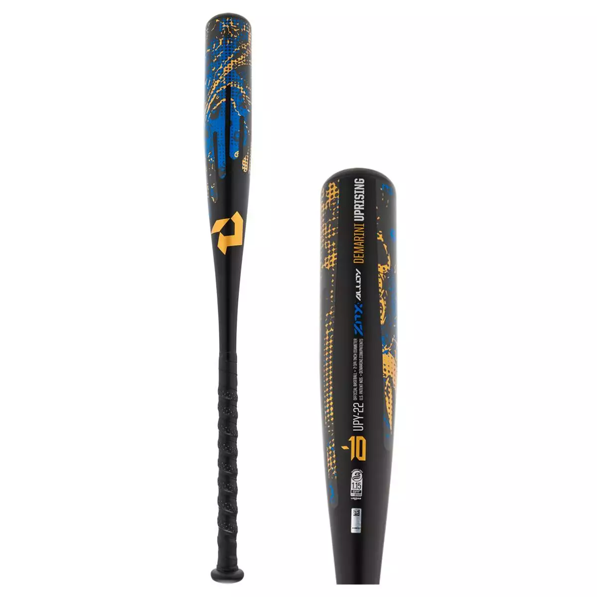 2022 DeMarini Uprising -10 USSSA Junior Big Barrel Baseball Bat: WBD2234010 Black, Blue, Gold 3 2022 DeMarini Uprising -10 USSSA Junior Big Barrel Baseball Bat: WBD2234010 Black, Blue, Gold