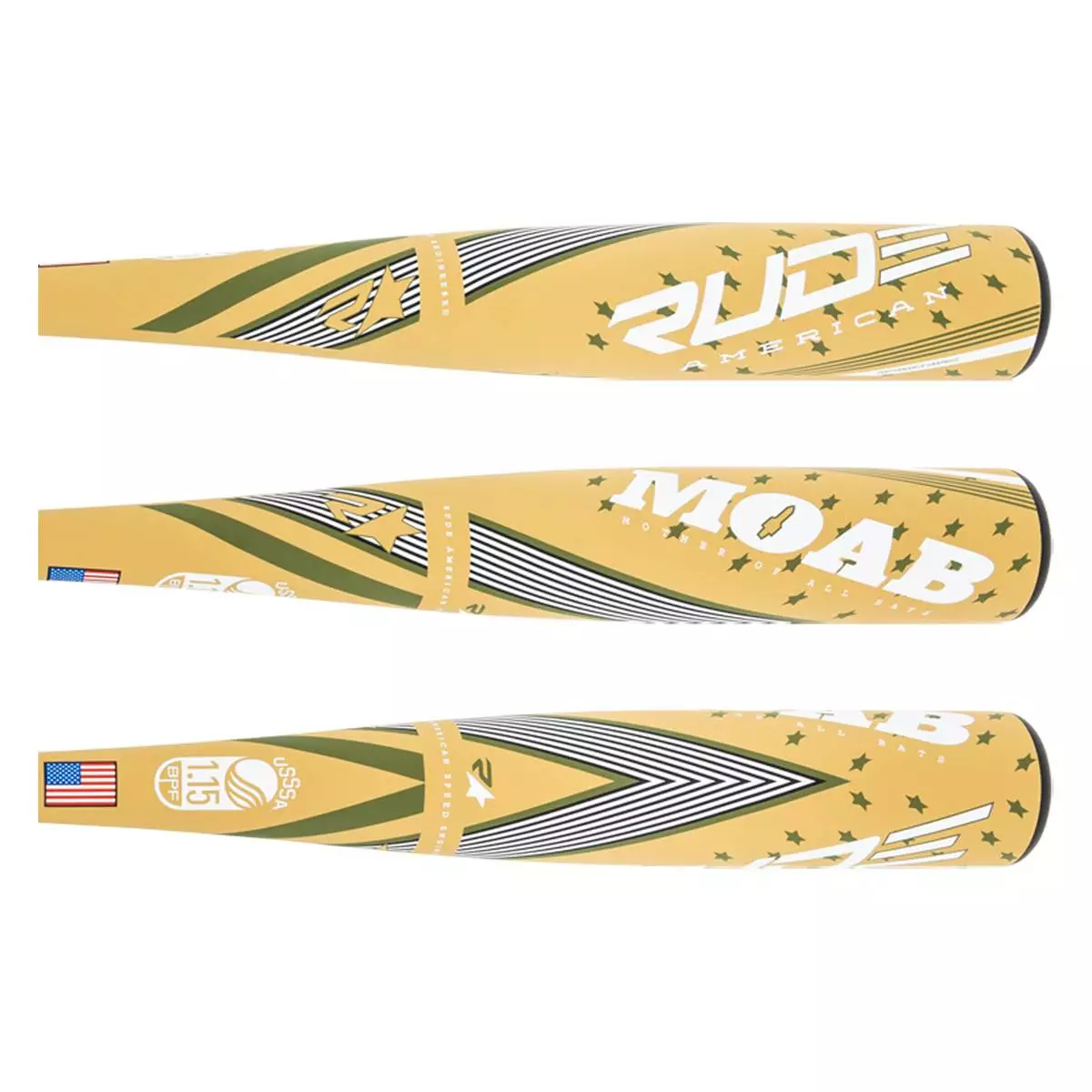 Rude American USA 2022 Rude American MOAB Speed -5 USSSA Baseball Bat: SLMOAB5S Green, Tan, White 4 Rude American USA 2022 Rude American MOAB Speed -5 USSSA Baseball Bat: SLMOAB5S Green, Tan, White - Image 2