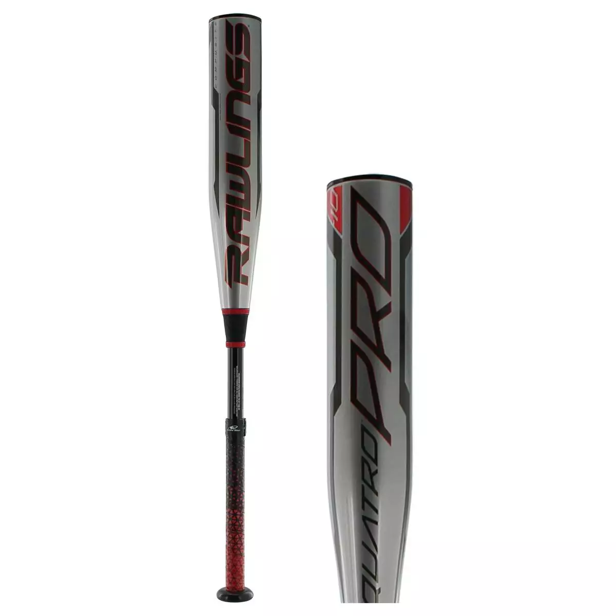 Rawlings Quatro Pro -10 USA Baseball Bat: US1Q10 Black, Grey, Red 3 Rawlings Quatro Pro -10 USA Baseball Bat: US1Q10 Black, Grey, Red