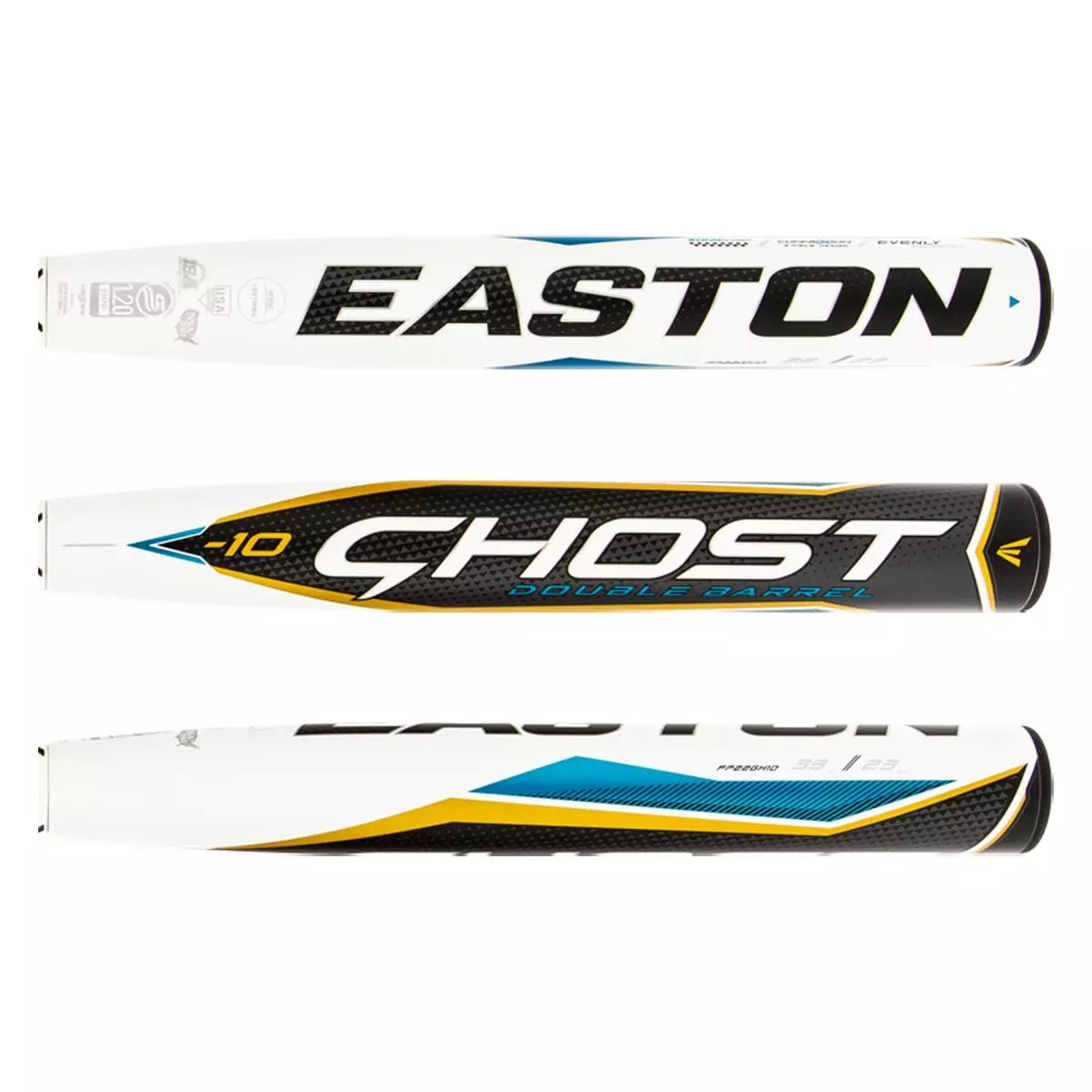 2022 Easton Ghost Double Barrel -10 Fastpitch Softball Bat: FP22GH10 Gold, White, Grey, Teal 4 2022 Easton Ghost Double Barrel -10 Fastpitch Softball Bat: FP22GH10 Gold, White, Grey, Teal - Image 2
