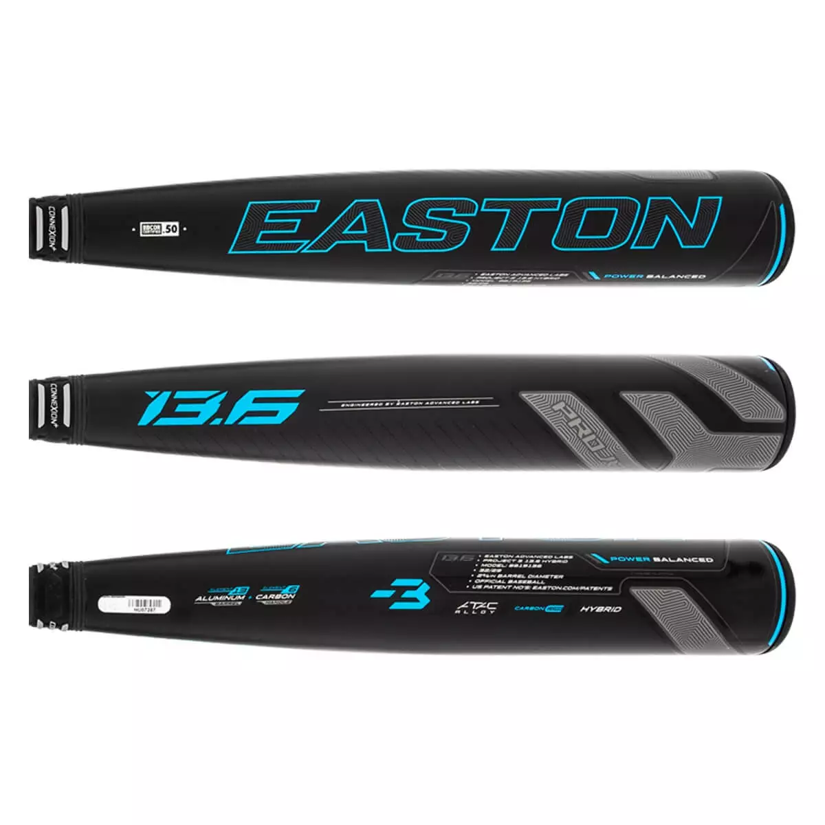 Easton Project 3 13.6 Hybrid BBCOR Baseball Bat: BB19136 Black, Blue 4 Easton Project 3 13.6 Hybrid BBCOR Baseball Bat: BB19136 Black, Blue - Image 2