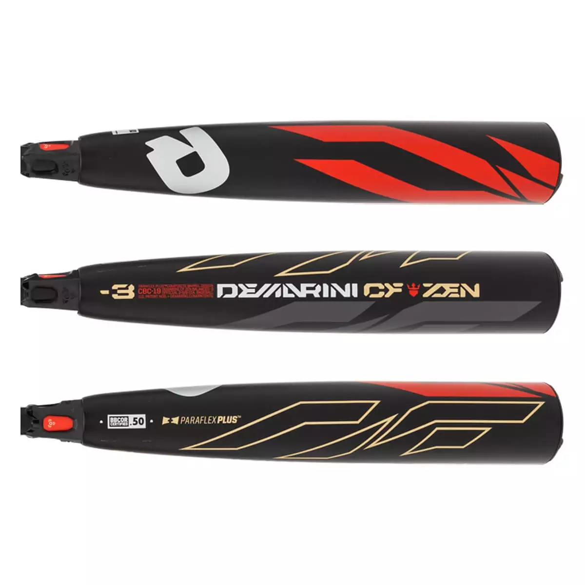 DeMarini CF Zen BBCOR Baseball Bat: WTDXCBC19 Black, Red 4 DeMarini CF Zen BBCOR Baseball Bat: WTDXCBC19 Black, Red - Image 2