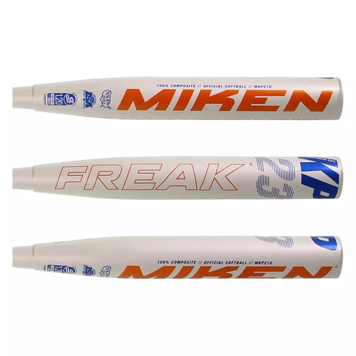 Miken Freak 23 Kyle Pearson 12" Maxload USSSA 240 Slow Pitch Softball Bat: MKP21U Blue, White, Orange 4 Miken Freak 23 Kyle Pearson 12" Maxload USSSA 240 Slow Pitch Softball Bat: MKP21U Blue, White, Orange - Image 2