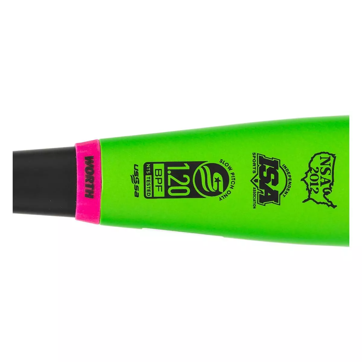 Worth Legit Watermelon 13.75" XL USSSA 240 Slow Pitch Softball Bat: WML21U Black, Green, Pink 6 Worth Legit Watermelon 13.75" XL USSSA 240 Slow Pitch Softball Bat: WML21U Black, Green, Pink - Image 4