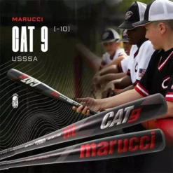 Marucci CAT9 -10 USSSA Baseball Bat: MSBC910 Black, Grey, Red