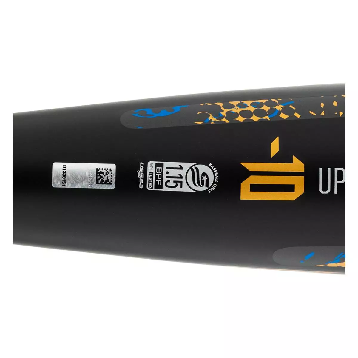 2022 DeMarini Uprising -10 USSSA Junior Big Barrel Baseball Bat: WBD2234010 Black, Blue, Gold 6 2022 DeMarini Uprising -10 USSSA Junior Big Barrel Baseball Bat: WBD2234010 Black, Blue, Gold - Image 4