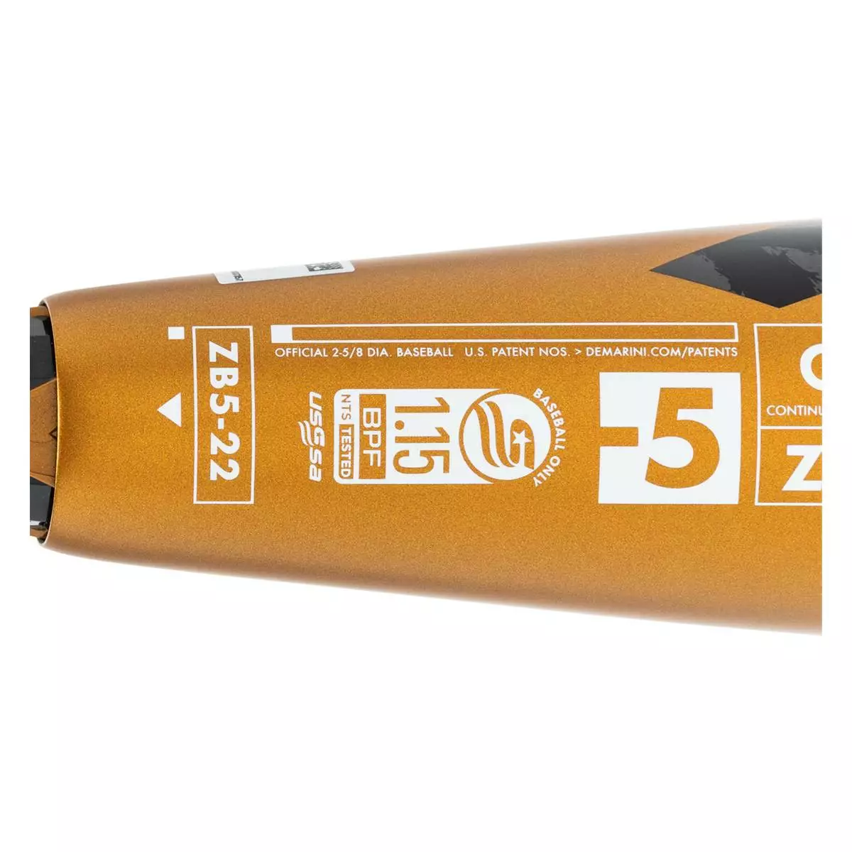2022 DeMarini Zoa -5 USSSA Baseball Bat: WTDXZB522 Black, Gold, Grey 6 2022 DeMarini Zoa -5 USSSA Baseball Bat: WTDXZB522 Black, Gold, Grey - Image 4