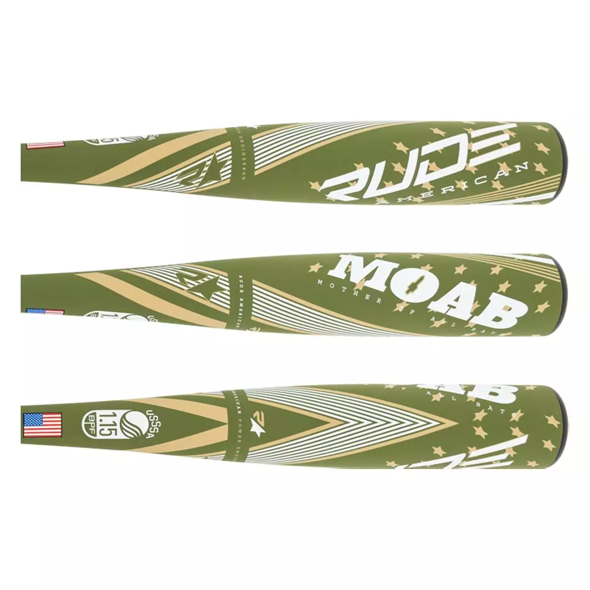 Rude American USA 2022 Rude American MOAB Power -5 USSSA Baseball Bat: SLMOAB5P Green, Tan, White 4 Rude American USA 2022 Rude American MOAB Power -5 USSSA Baseball Bat: SLMOAB5P Green, Tan, White - Image 2