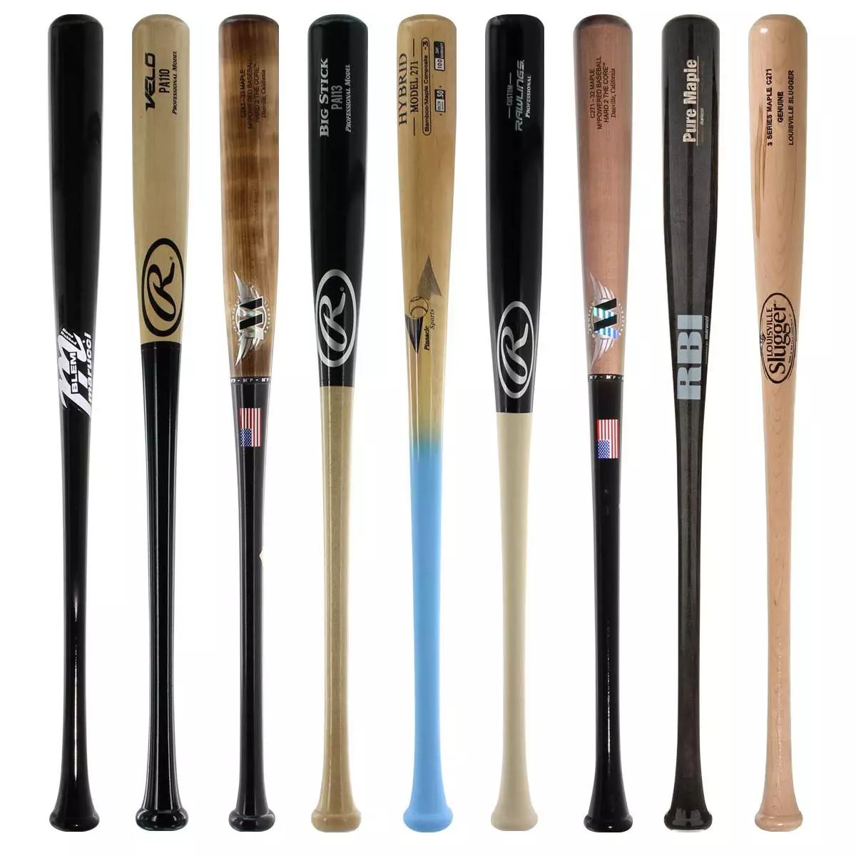 JustBats Pick Your Pack - Adult Wood 2-Pack - Gold Brown, Black, Grey, Natural, Gold, Blue, Red, Maroon, White, Navy, Green 9 JustBats Pick Your Pack - Adult Wood 2-Pack - Gold Brown, Black, Grey, Natural, Gold, Blue, Red, Maroon, White, Navy, Green - Image 7