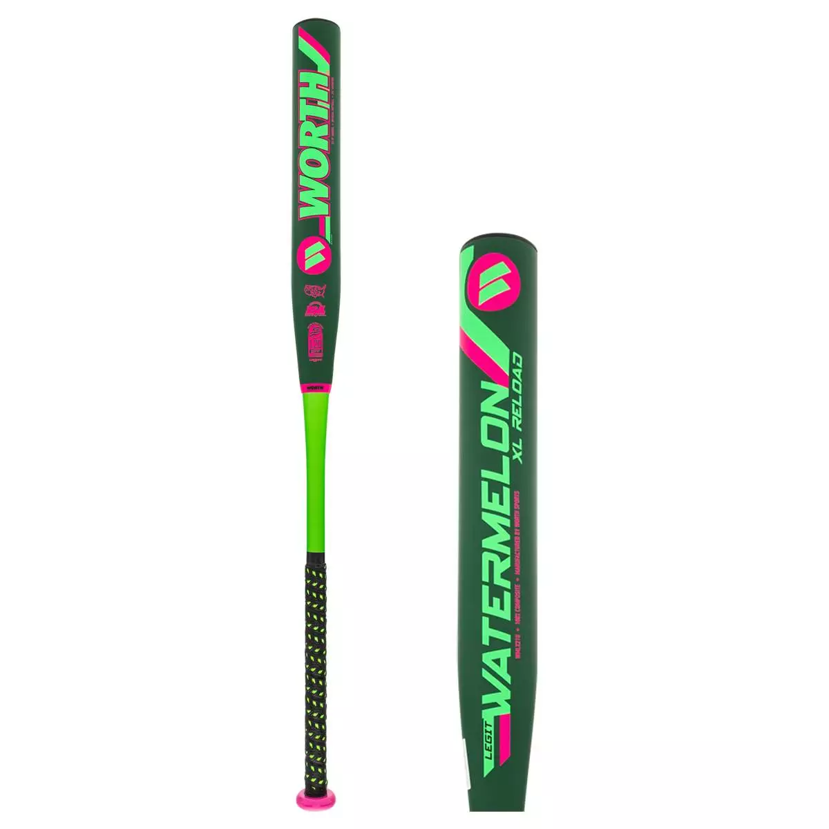 Worth Legit Watermelon 12.75" XL USSSA 240 Slow Pitch Softball Bat: WMLX21U Black, Green, Pink 3 Worth Legit Watermelon 12.75" XL USSSA 240 Slow Pitch Softball Bat: WMLX21U Black, Green, Pink