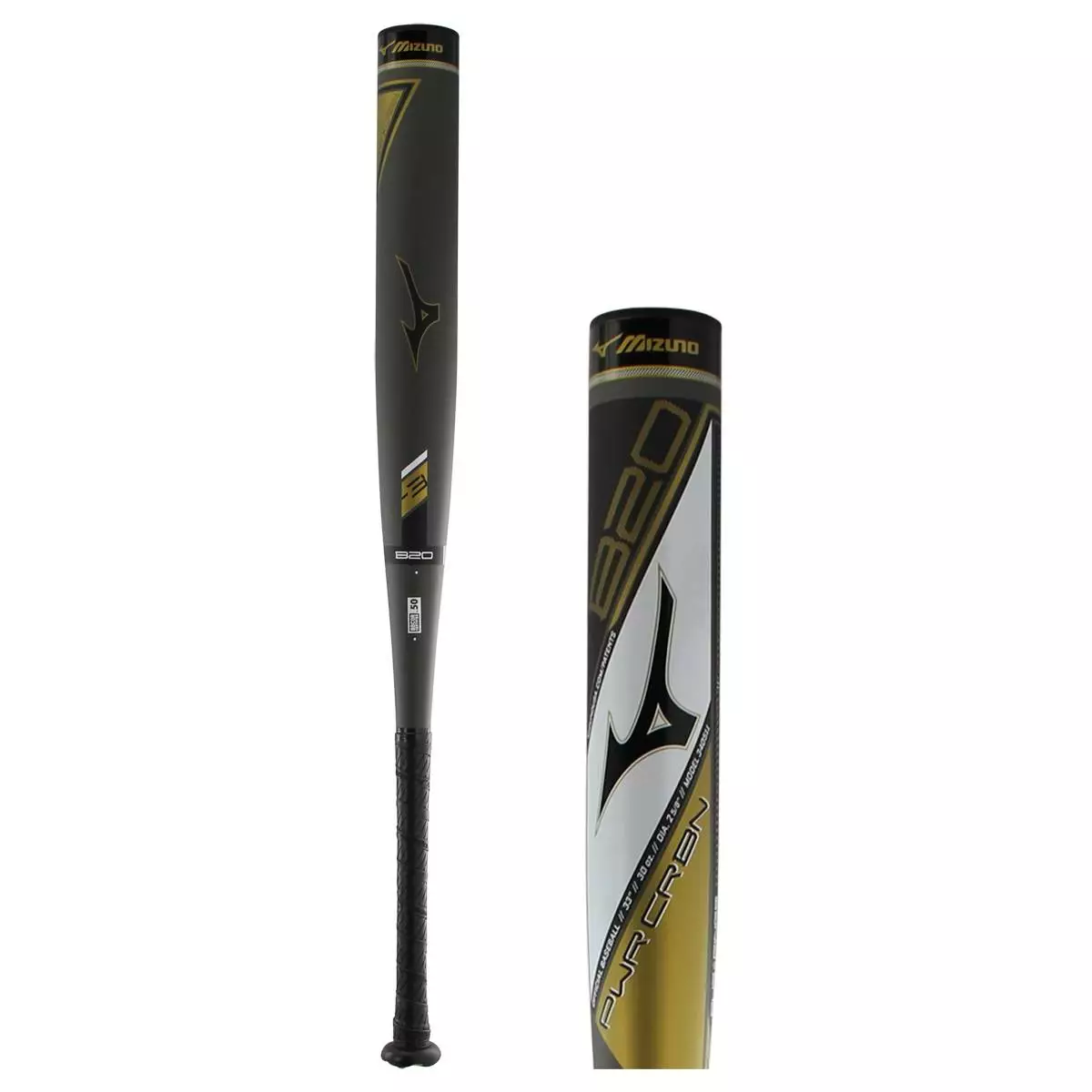 Mizuno Power Carbon BBCOR Baseball Bat: BB20PC Black, White, Gold 10 Mizuno Power Carbon BBCOR Baseball Bat: BB20PC Black, White, Gold - Image 8