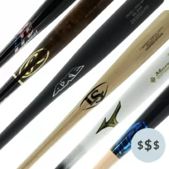 JustBats Pick Your Pack - Adult Wood 3-Pack - Platinum Black, White, Blue, Natural, Maroon, Red, Brown, Gold, Grey, Navy