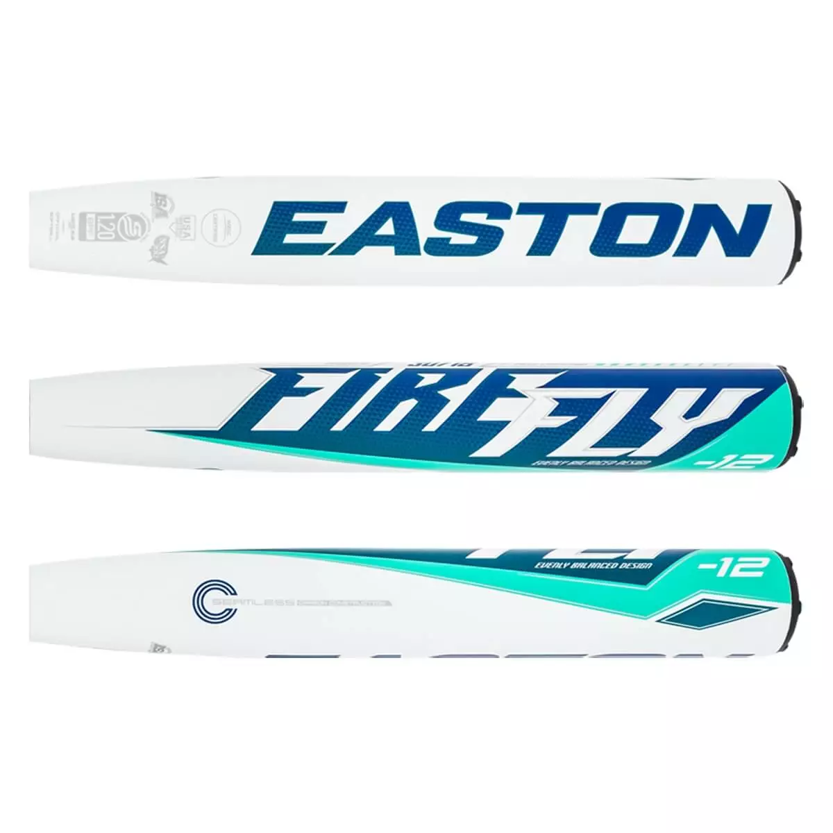 2022 Easton Firefly -12 Fastpitch Softball Bat: FP22FF12 Teal, White 4 2022 Easton Firefly -12 Fastpitch Softball Bat: FP22FF12 Teal, White - Image 2