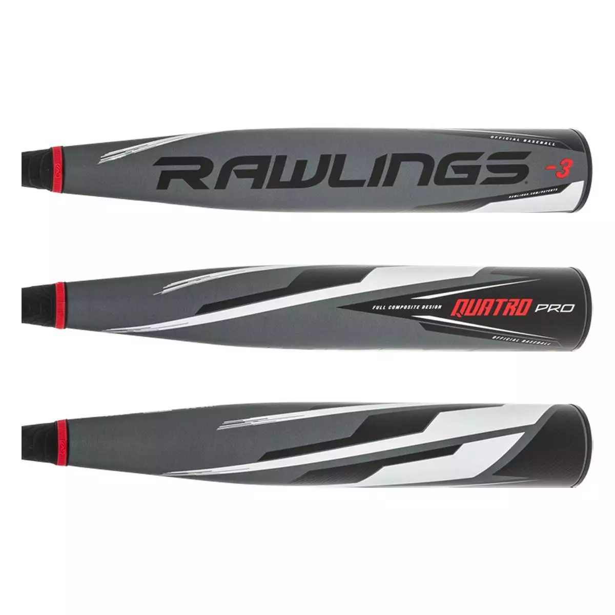 2022 Rawlings Quatro Pro BBCOR Baseball Bat: BB2Q3 Black, Grey, Red 4 2022 Rawlings Quatro Pro BBCOR Baseball Bat: BB2Q3 Black, Grey, Red - Image 2
